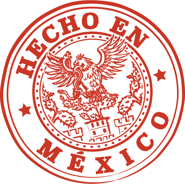 Sello de Hecho en México en color rojo con el escudo del águila sobre el nopal